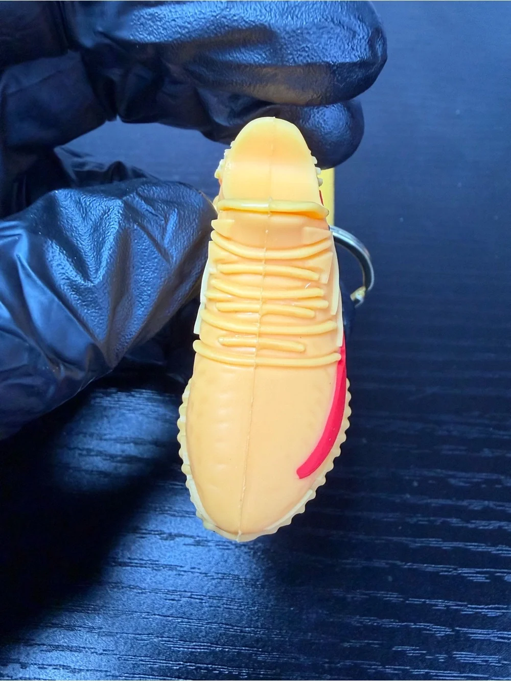 Yellow Red Sneakers Keychain with Gold Hardware and Sneaker Charm